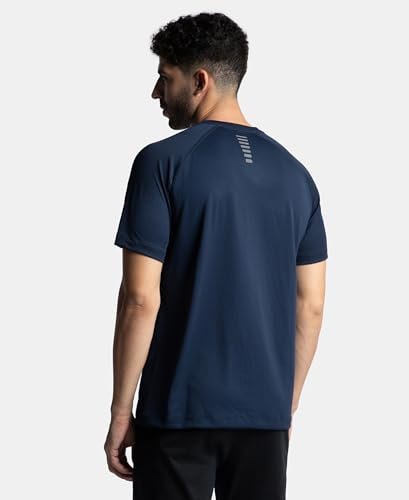 Jockey MV16 Mens Lightweight Microfiber Solid Round Neck Half Sleeve T-Shirt with Breathable Mesh_Navy_M - Image 8