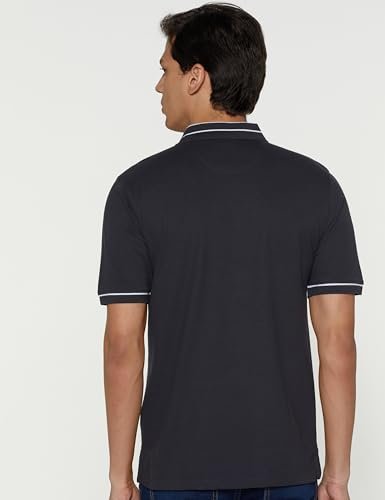 Peter England Men's Regular Fit Branded Insignia Half Sleeve Polo T-Shirt | Cotton Rich | Premium Pique Weave Grey - Image 6