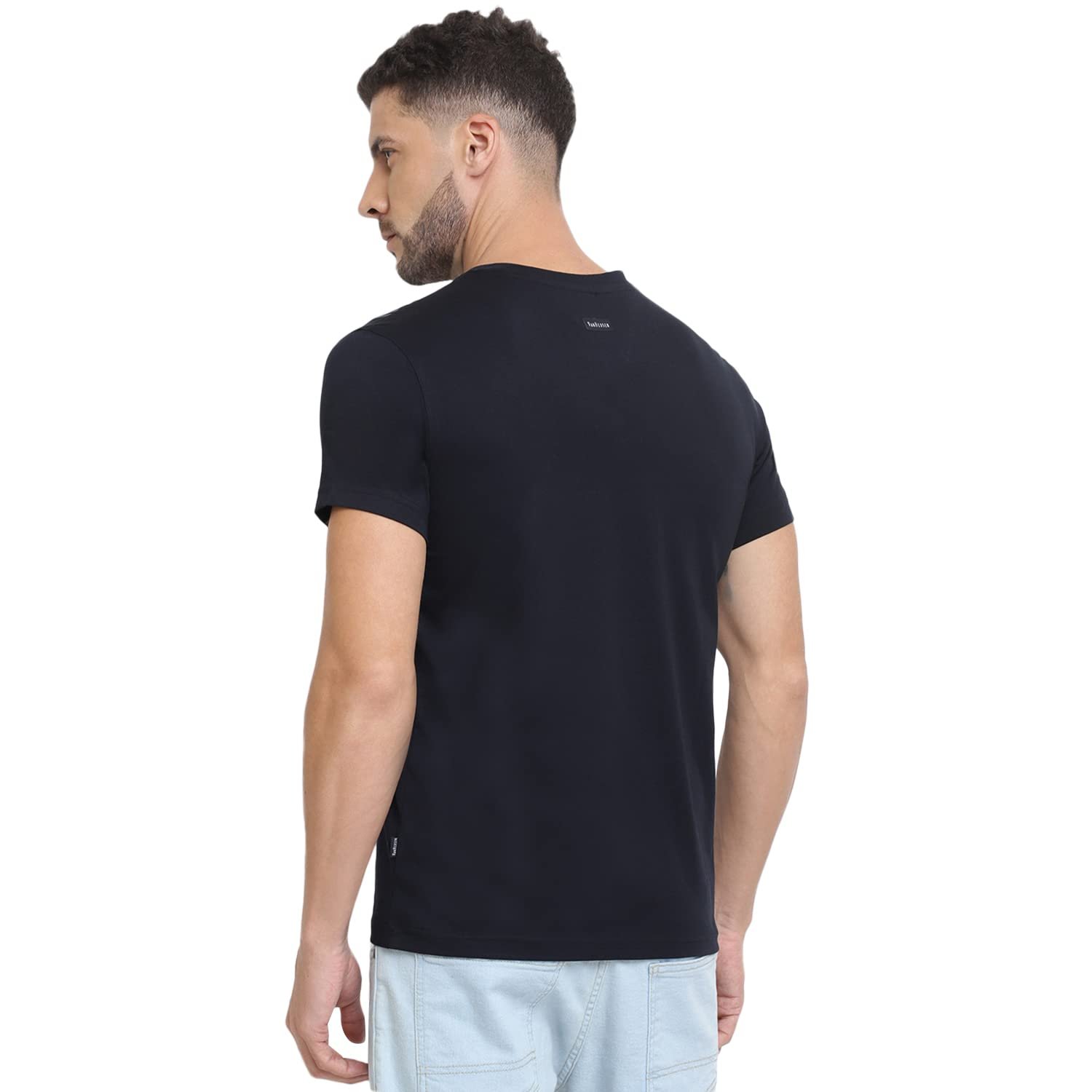 Van Heusen Cotton Men Athleisure Ultra Soft Regular Fit T-Shirt-Crew Neck, Short Sleeve_60044_Black_Large - Image 8