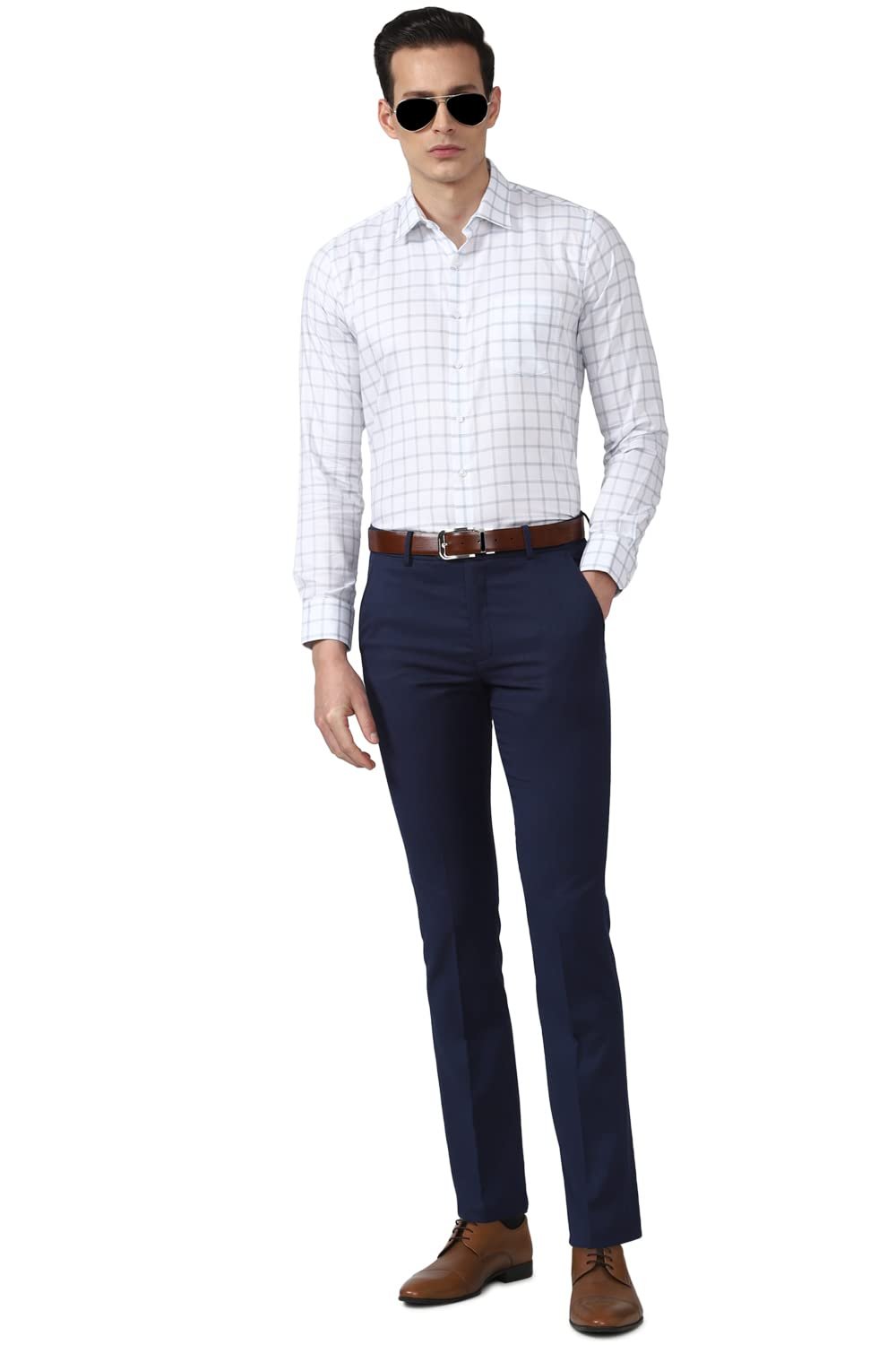 Van Heusen Cotton Men's Slim FiT-Shirt (Vhsfrslbe35629_Medium Blue 40) - Image 2