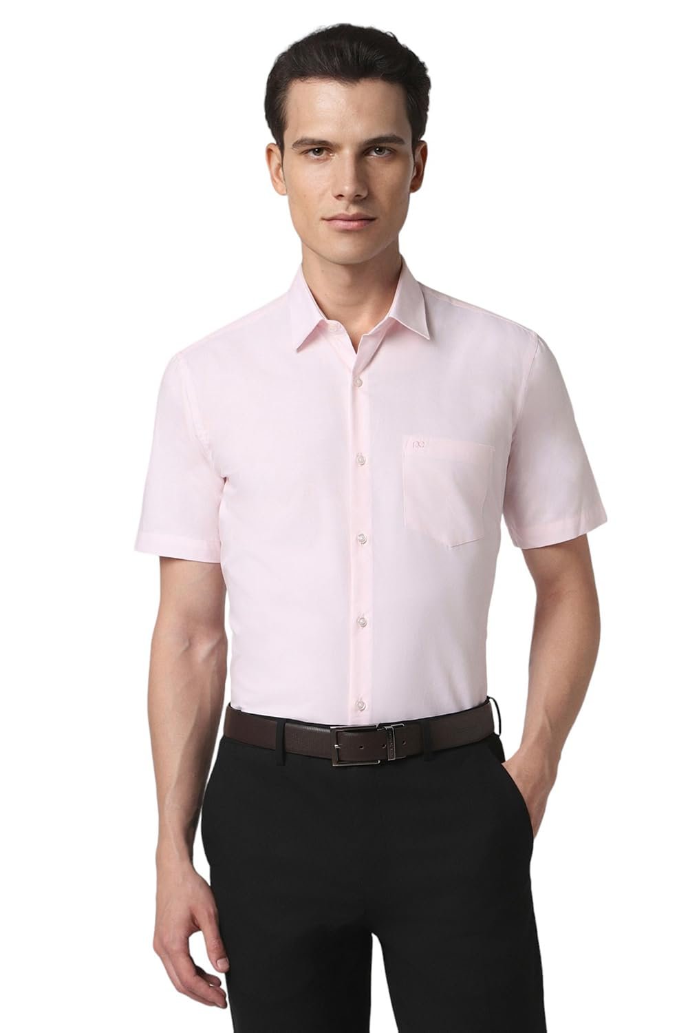 Peter England Men's Everday Regular Fit Solid Shirt | Cotton Rich | 5-Pin Pocketing Pink