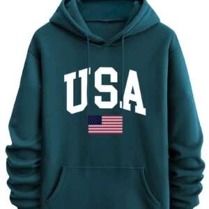 TagasMen's Hoodie with USA Print, Kangaroo Pocket and Drawstring Detail || Sweatshirt for Mens || Men Hoodies || hoodis||(MH-8015)