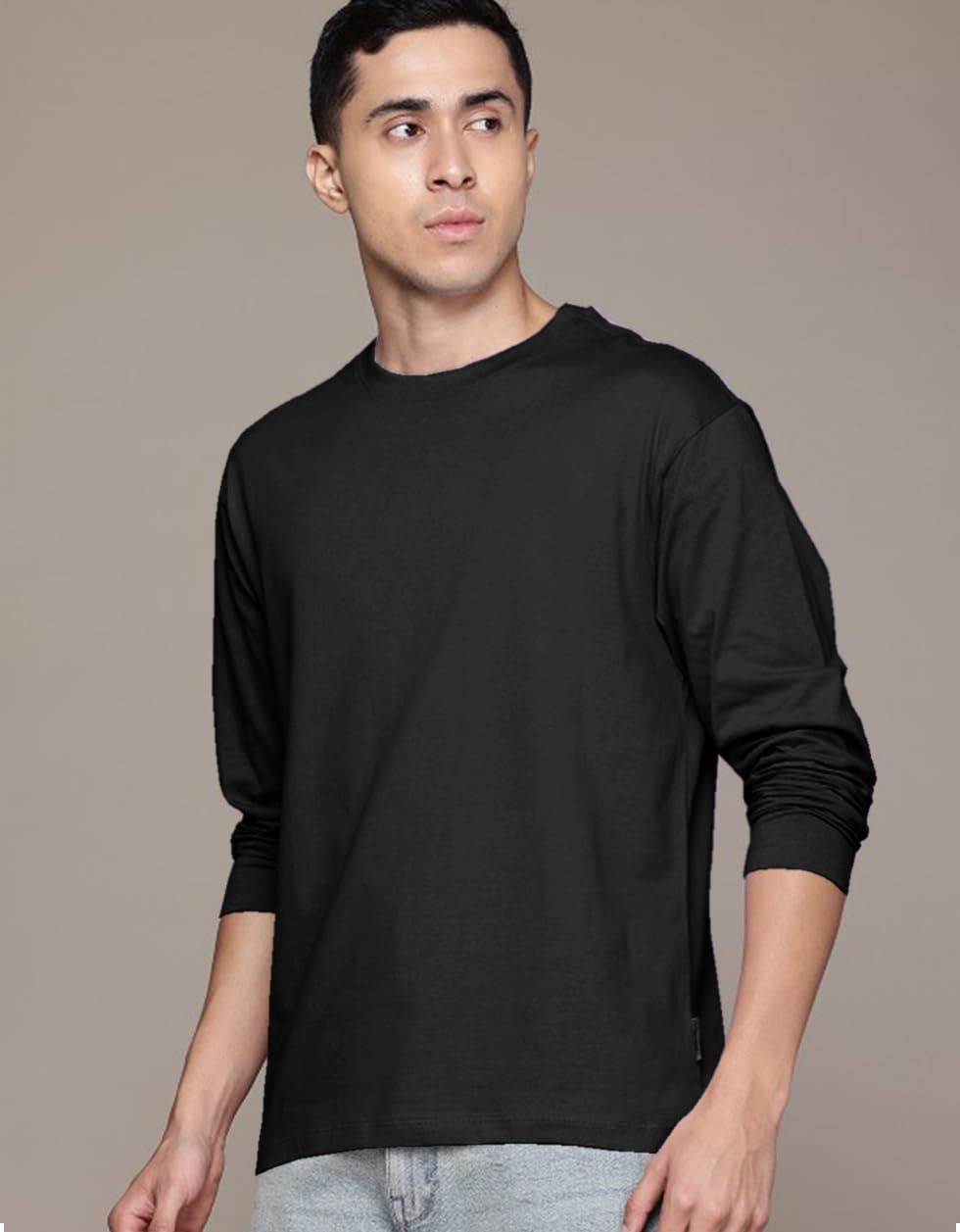 Veirdo® Pure Cotton Regular Fit Solid Black Full Sleeve T-Shirt for Men & Boys (V_FS_REG_BLK_M) - Image 3