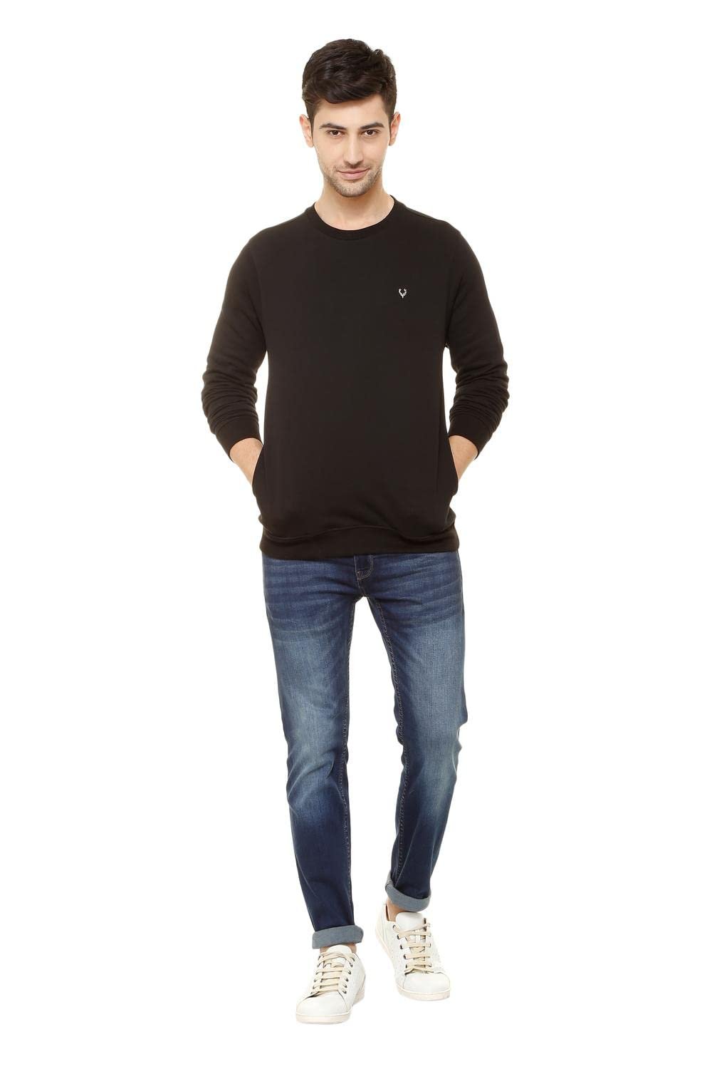 Allen Solly Men's Crew Neck Sweatshirt (ASSTQRGFS70412_BLACK_2XL) - Image 2