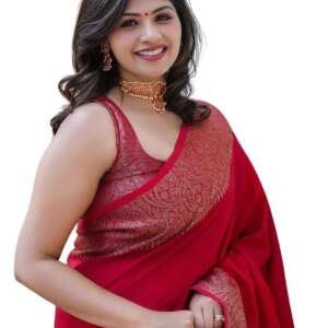 Yashika Women's Solid Red Banarasi Kanjivaram Cotton Silk Saree With Unstitched Blouse Material For Women (AZ-YS-OG-JHATKA RED)