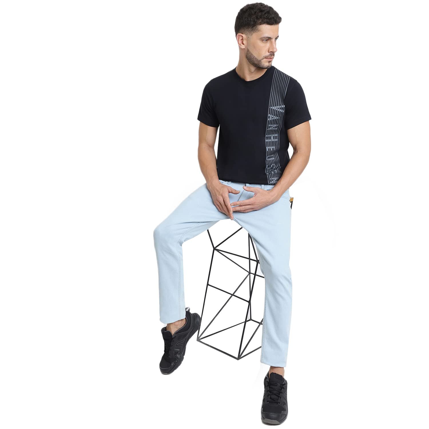 Van Heusen Cotton Men Athleisure Ultra Soft Regular Fit T-Shirt-Crew Neck, Short Sleeve_60044_Black_Large - Image 7