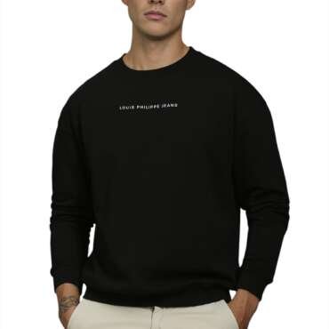 Louis Philippe Men Casual Black Graphic Print Sweatshirt