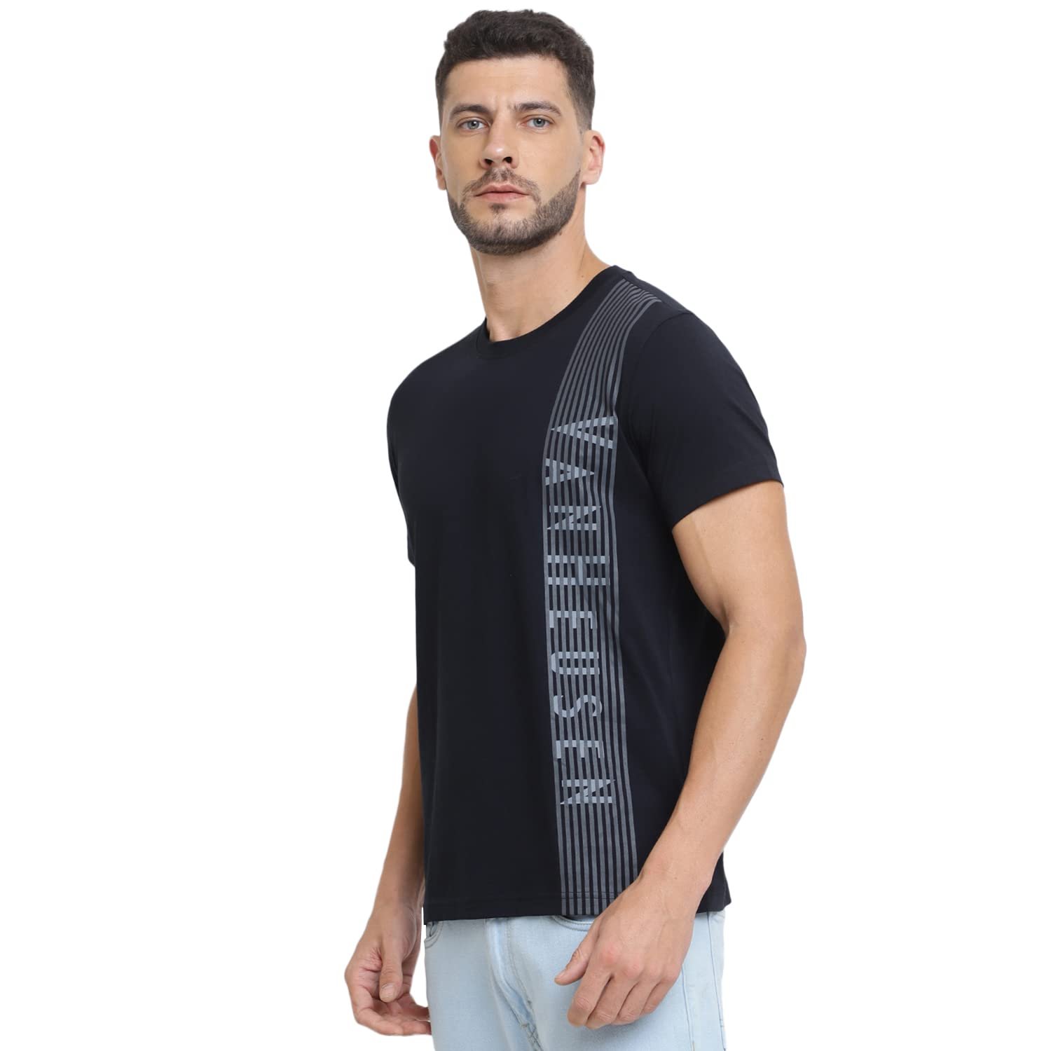 Van Heusen Cotton Men Athleisure Ultra Soft Regular Fit T-Shirt-Crew Neck, Short Sleeve_60044_Black_Large - Image 9