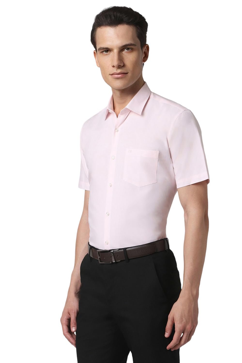 Peter England Men's Everday Regular Fit Solid Shirt | Cotton Rich | 5-Pin Pocketing Pink - Image 5