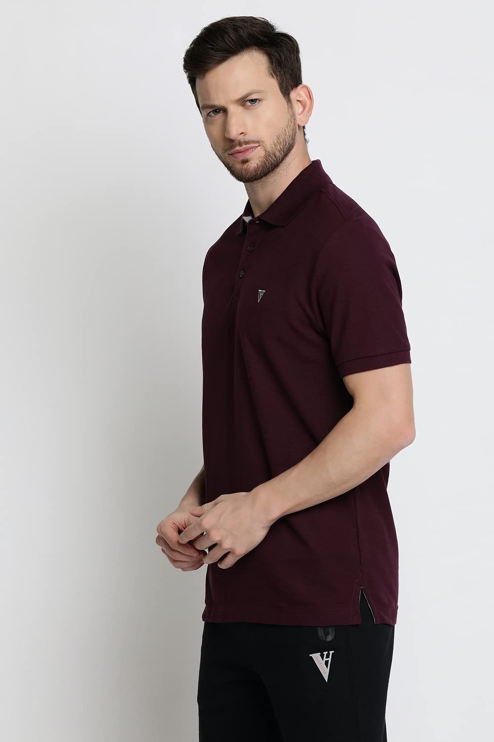 Van Heusen Athleisure Men Athleisure Colour Fresh Polo Regular Fit T-Shirt - 100% Combed Cotton - Moisture Wicking, Ultra Soft_60032_Deep Purple_XL - Image 4