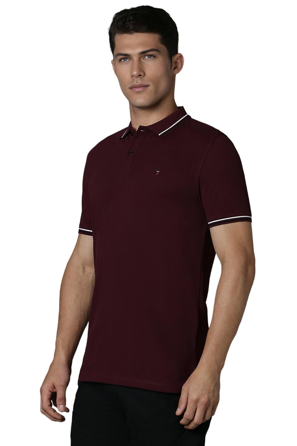 Louis Philippe Cotton Men's Solid Slim Fit T-Shirt (LYKPCSLPL23765_Wine, Medium - Image 5