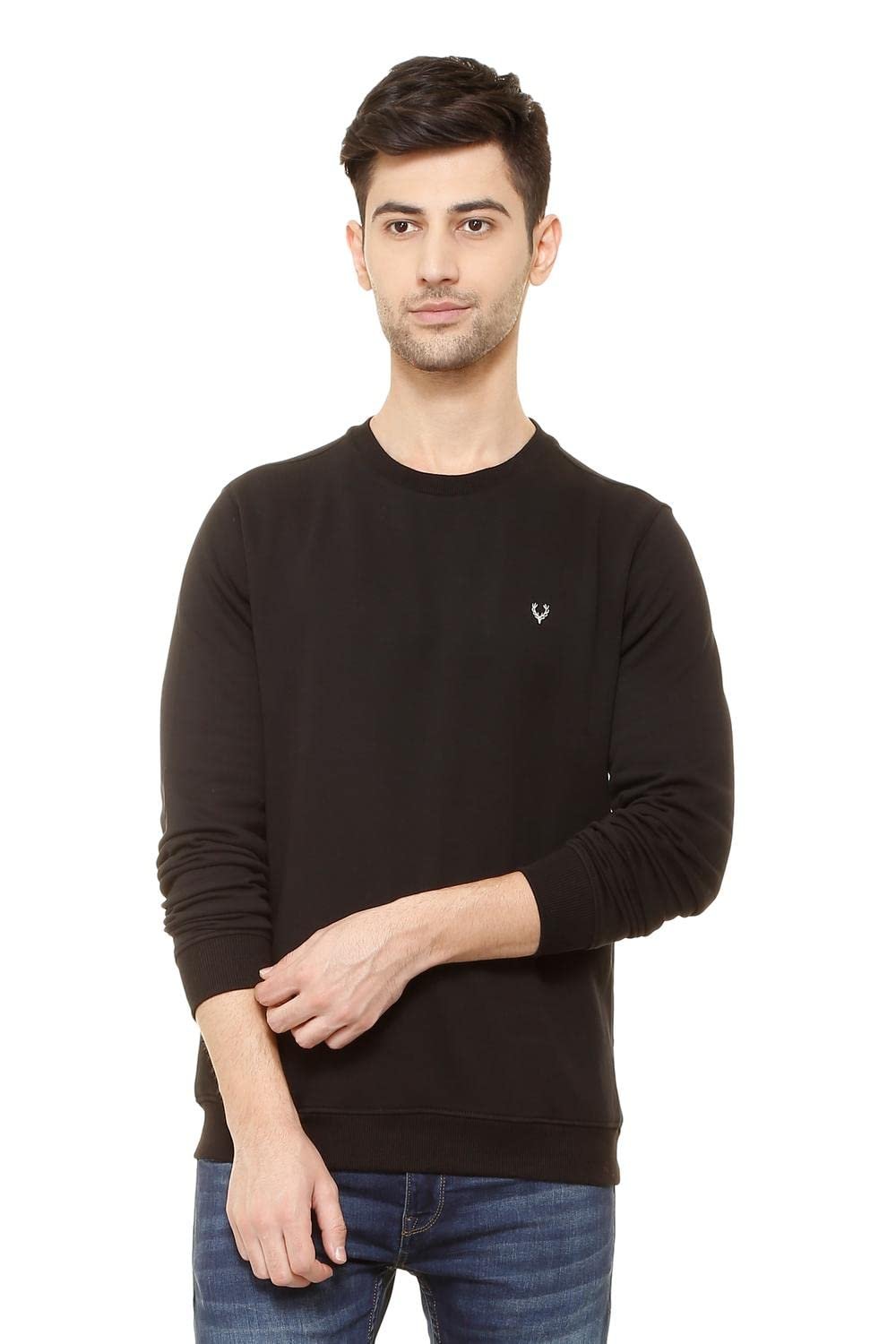 Allen Solly Men's Crew Neck Sweatshirt (ASSTQRGFS70412_BLACK_2XL)