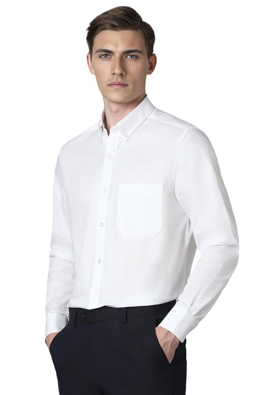 Louis Philippe Cotton Men's Classic Fit Shirt (LPSFMCLPG89904_White, 42 - Image 5