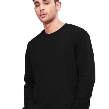 LEOTUDE Men's Regular Fit Loopknit Round Neck Full Sleeve Sweatshirt (SP-4IZMFC5PI6NI24CJ_Black_M)