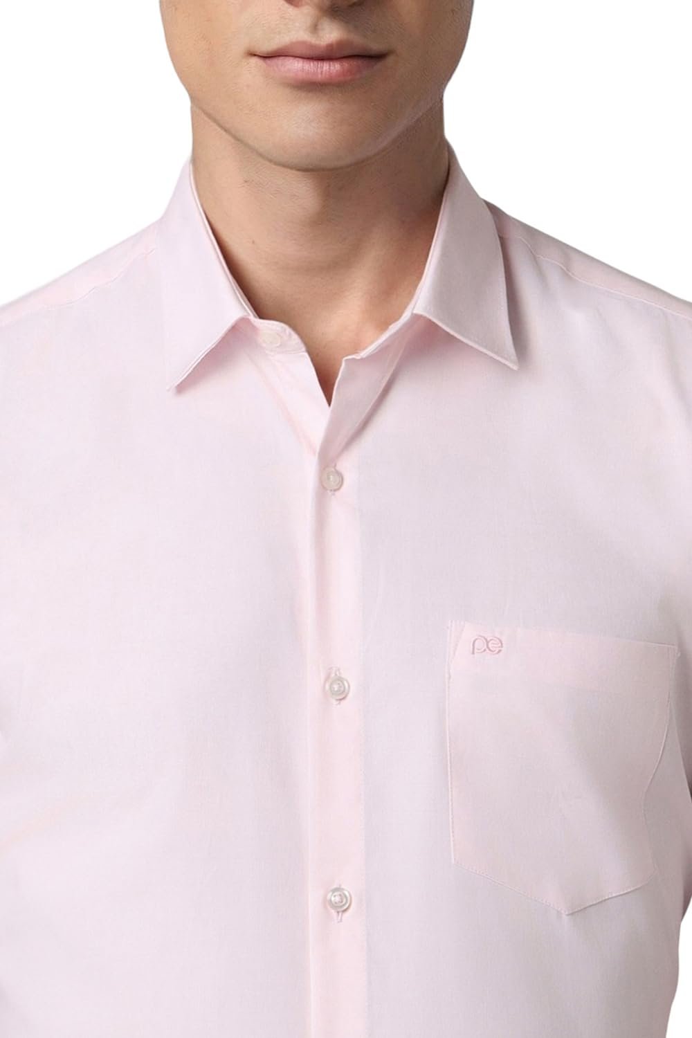 Peter England Men's Everday Regular Fit Solid Shirt | Cotton Rich | 5-Pin Pocketing Pink - Image 3