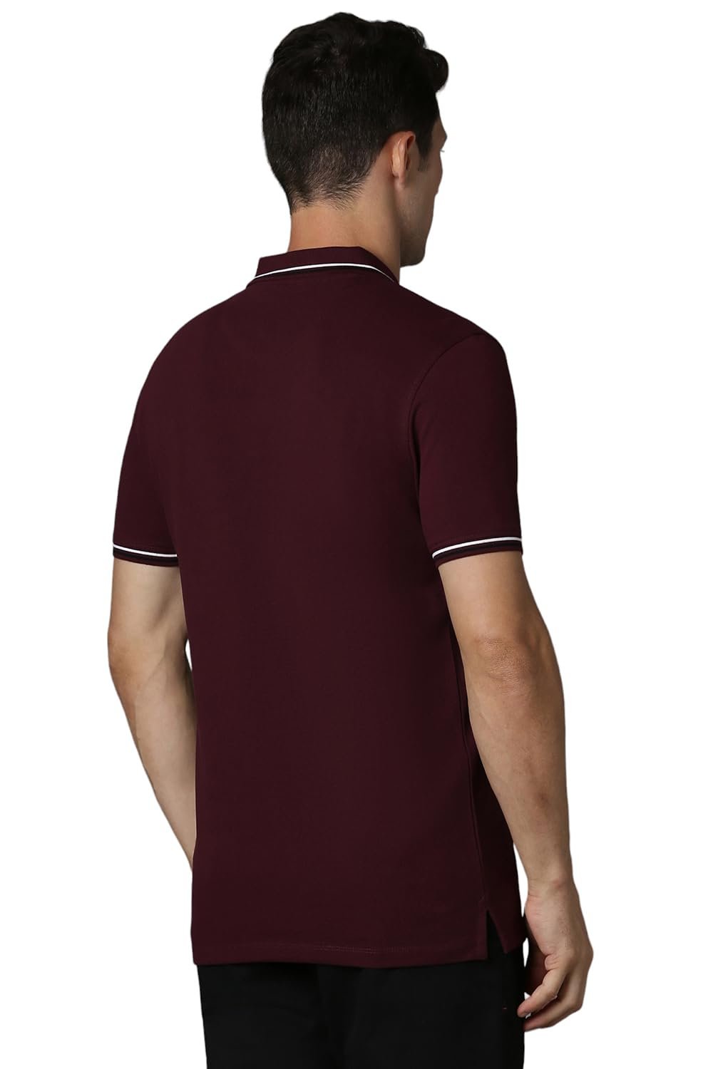 Louis Philippe Cotton Men's Solid Slim Fit T-Shirt (LYKPCSLPL23765_Wine, Medium - Image 4