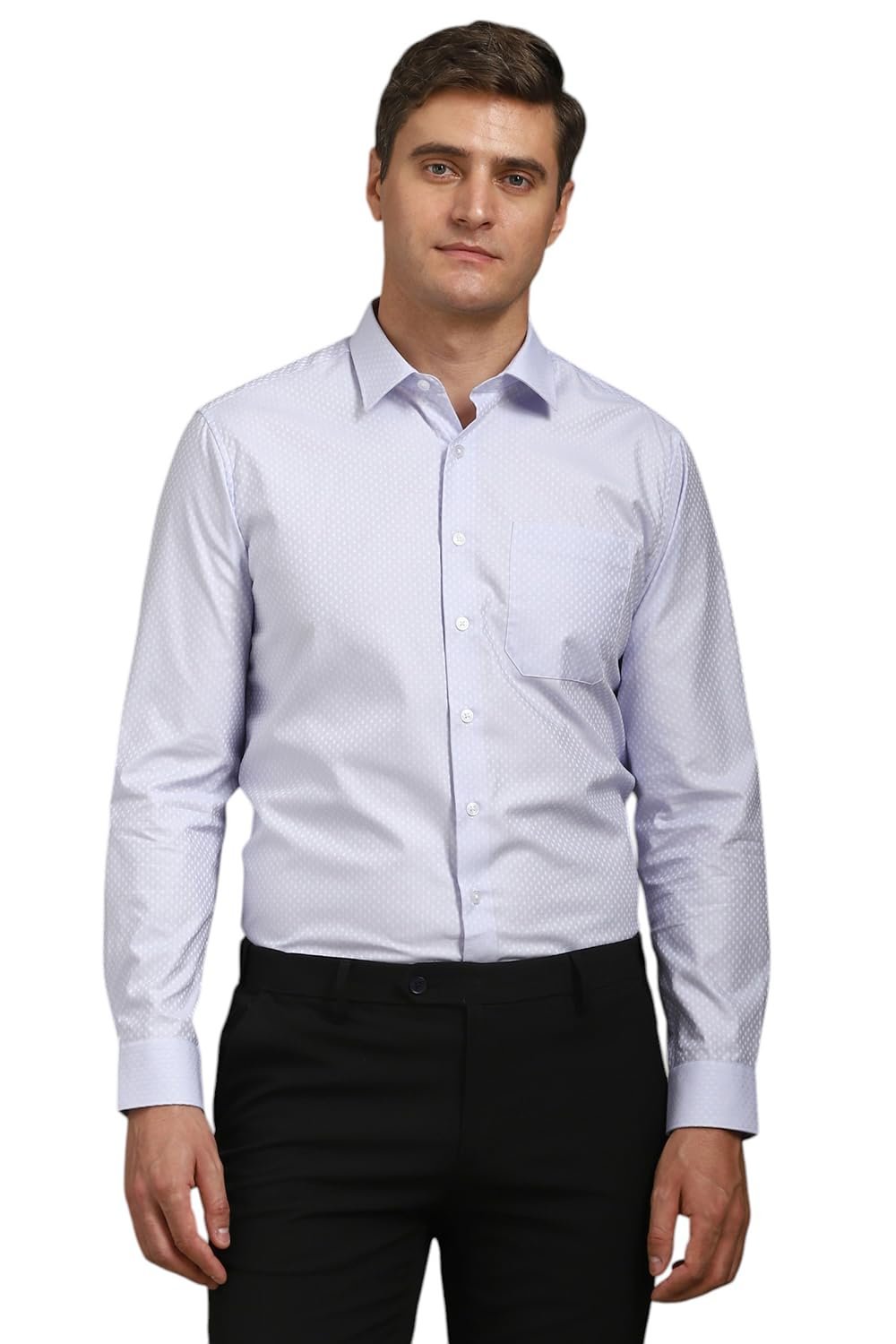 Louis Philippe Men Lilac Slim-fit Print Full Sleeves Formal Shirt