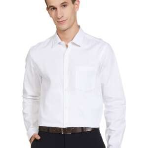 Arrow Men's Solid Full Sleeve Slim Fit Cutaway Collar Cotton Formal Shirt (ARCBOSH0001_White_40)