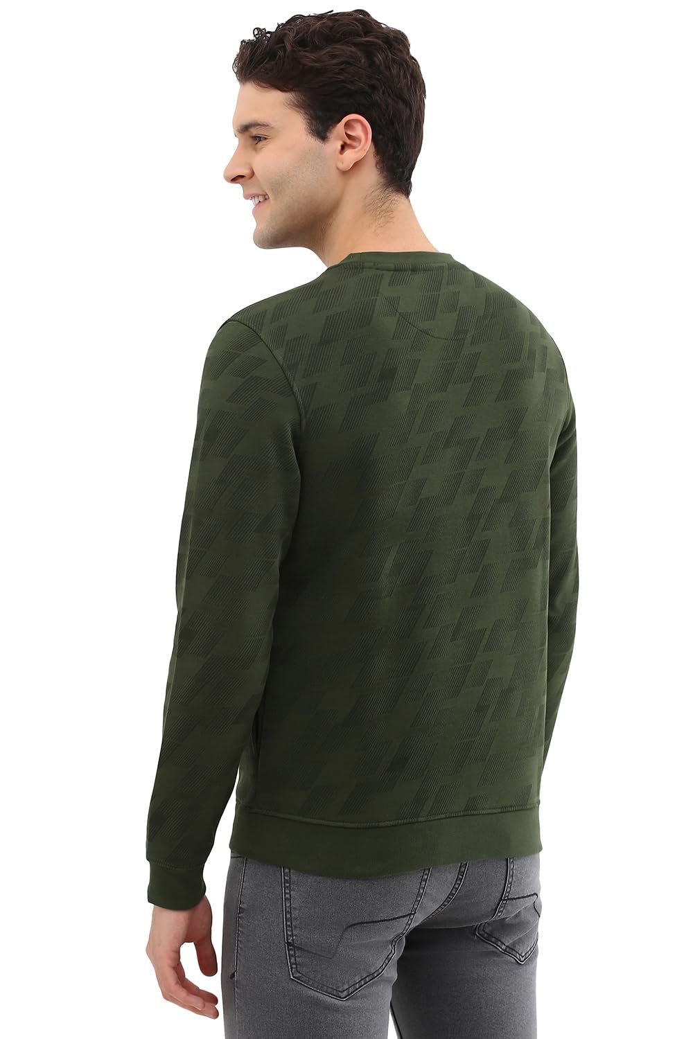 Allen Solly Men Olive Crew Neck Full Sleeves Casual Sweatshirt - Image 4