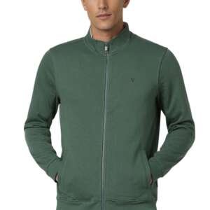 Van Heusen Men Green Textured Round Neck Sweatshirt