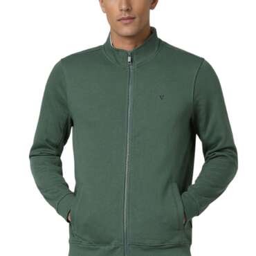 Van Heusen Men Green Textured Round Neck Sweatshirt
