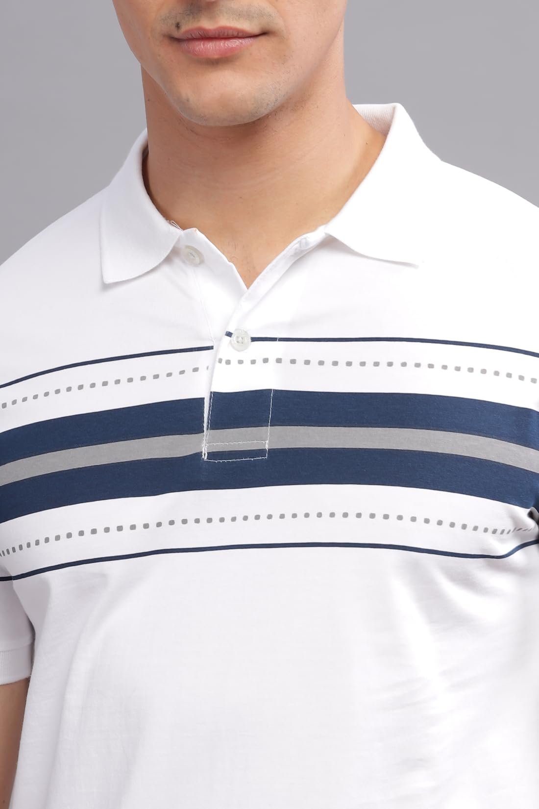 ADRO Regular Fit Polo T-Shirt for Men| Printed Polo T-Shirt | Cotton Polo T Shirt Also in Plus Size|PNOP24-L1-WHNBGR-XL White - Image 6