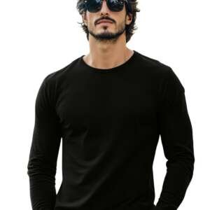 Veirdo® Pure Cotton Regular Fit Solid Black Full Sleeve T-Shirt for Men & Boys (V_FS_REG_BLK_M)