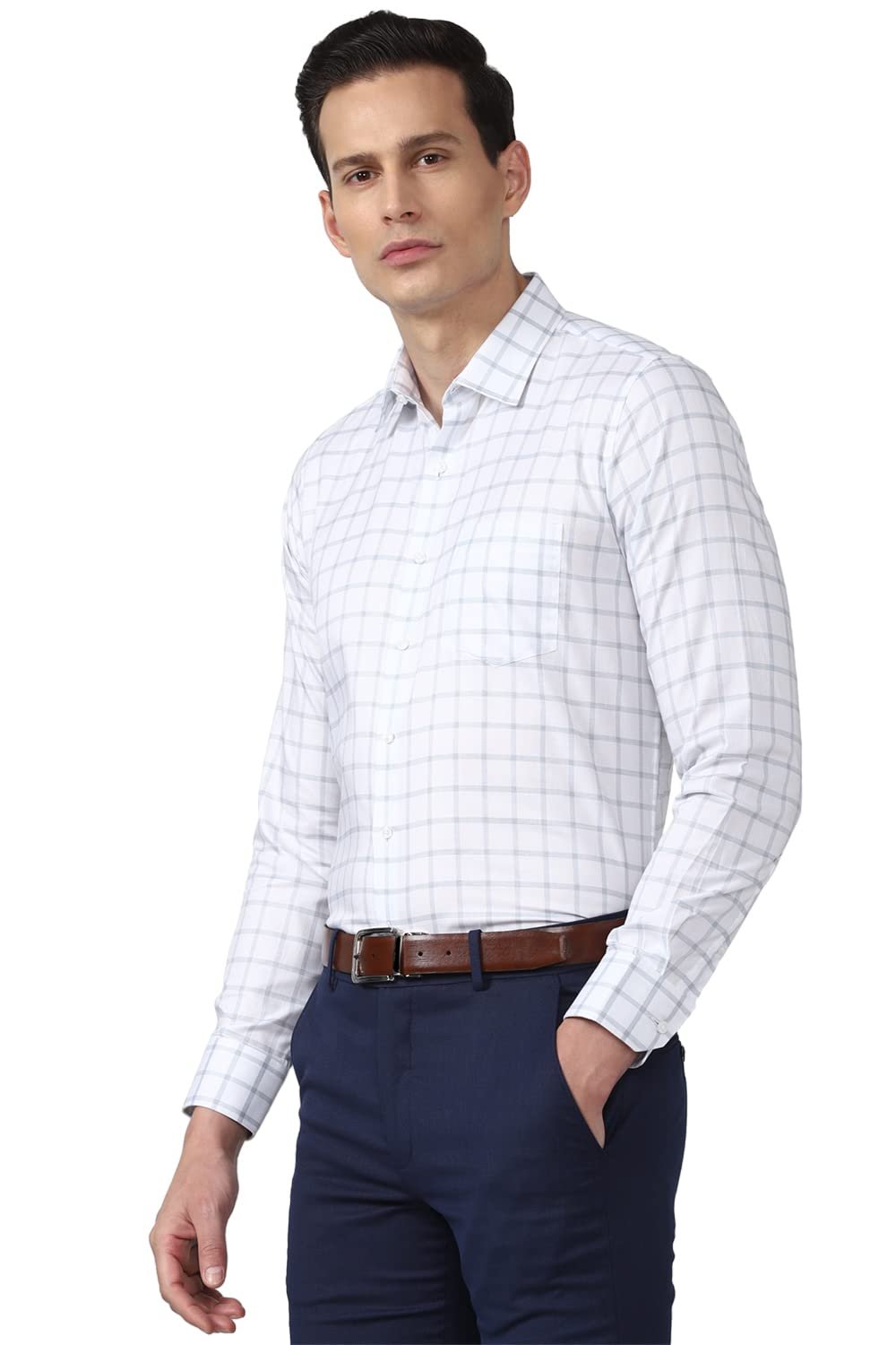 Van Heusen Cotton Men's Slim FiT-Shirt (Vhsfrslbe35629_Medium Blue 40) - Image 5