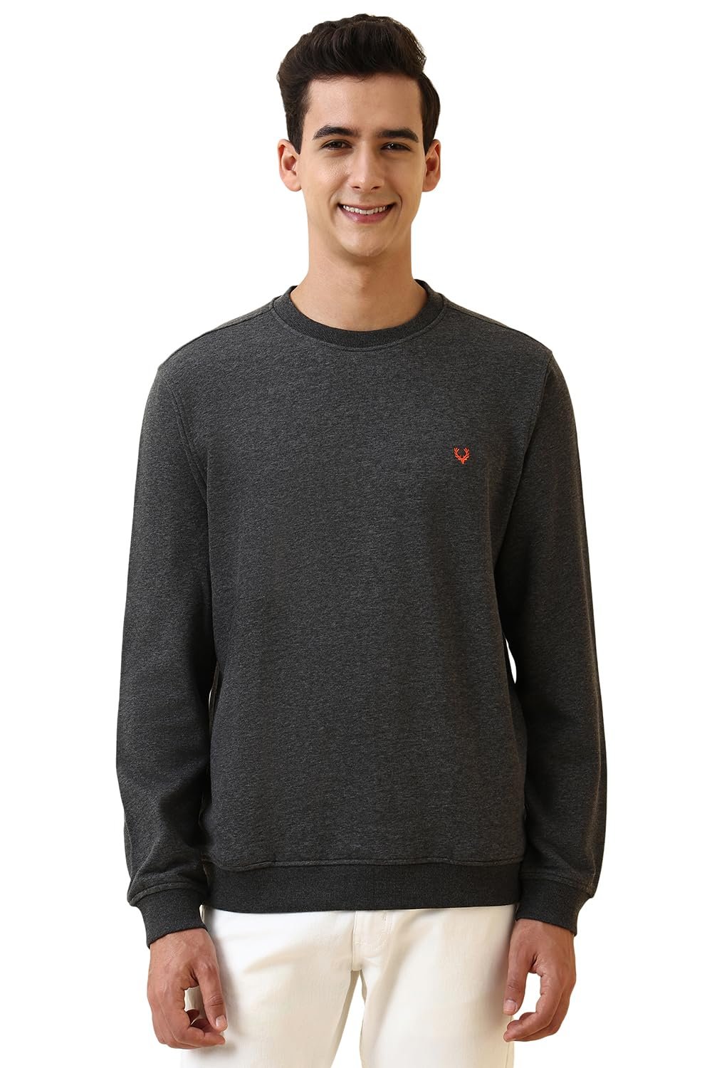 Allen Solly Men's Crew Neck Sweatshirt (ASSTQRGFE78264_DARK GRAY_XL)