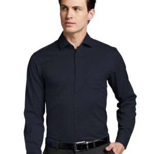 Symbol Premium Men's Wrinkle-Resistant Regular Fit Cotton Formal Shirt (SS23-SMP-FS-01_Navy_38)