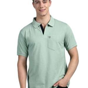 Lux Cozi Men's Half Sleeve Soild Casual T-Shirt with Chest Pocket_COZI_2122_MTGRN_2XL_1PC Mint Green