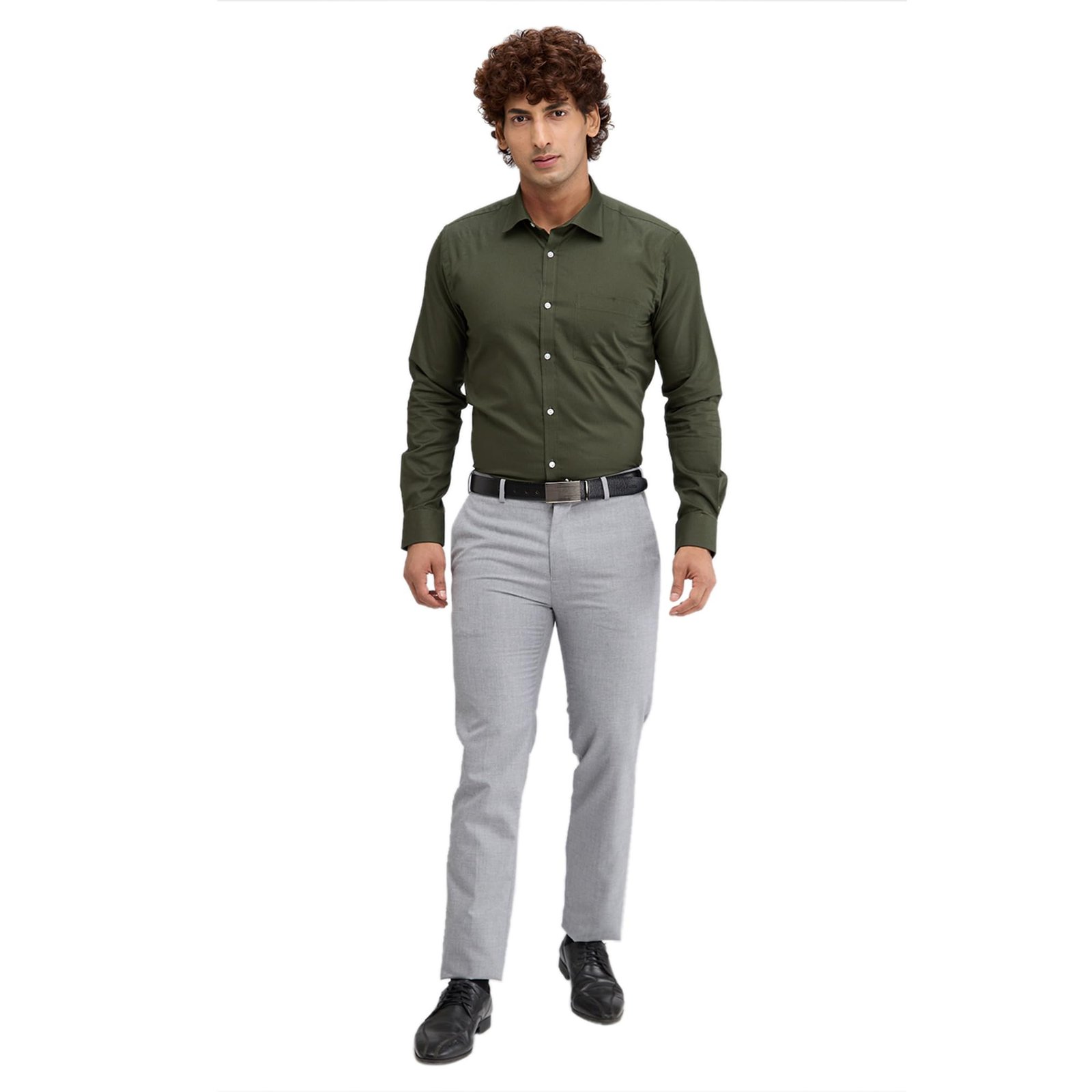Park Avenue Men's Slim Fit Structure Pattern Pure Cotton Semi Cutaway Collar Full Sleeve Formal Shirt (Size: 40)-PMSX18327-P3 - Image 4
