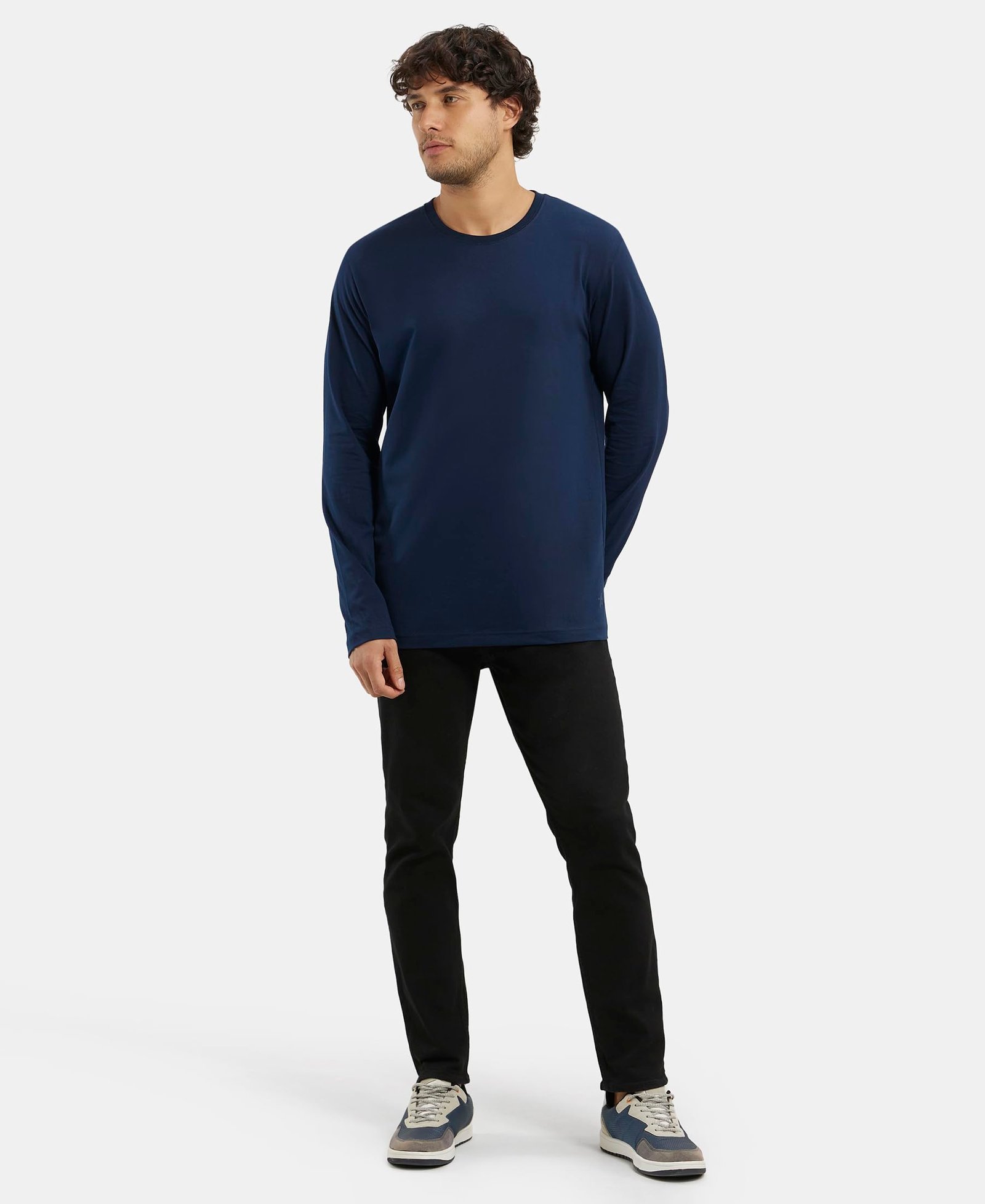 Jockey Men's Round Neck Full Sleeved T-Shirt AM95_Navy_XXL - Image 3
