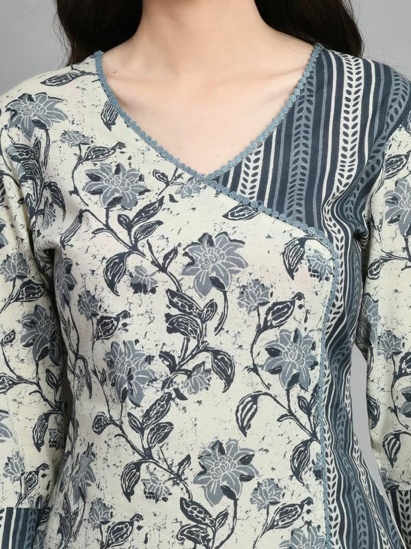Meesan Women's Beautiful Grey Cotton Printed Smart Casual Tunics for Office & Casual Wear - Image 5