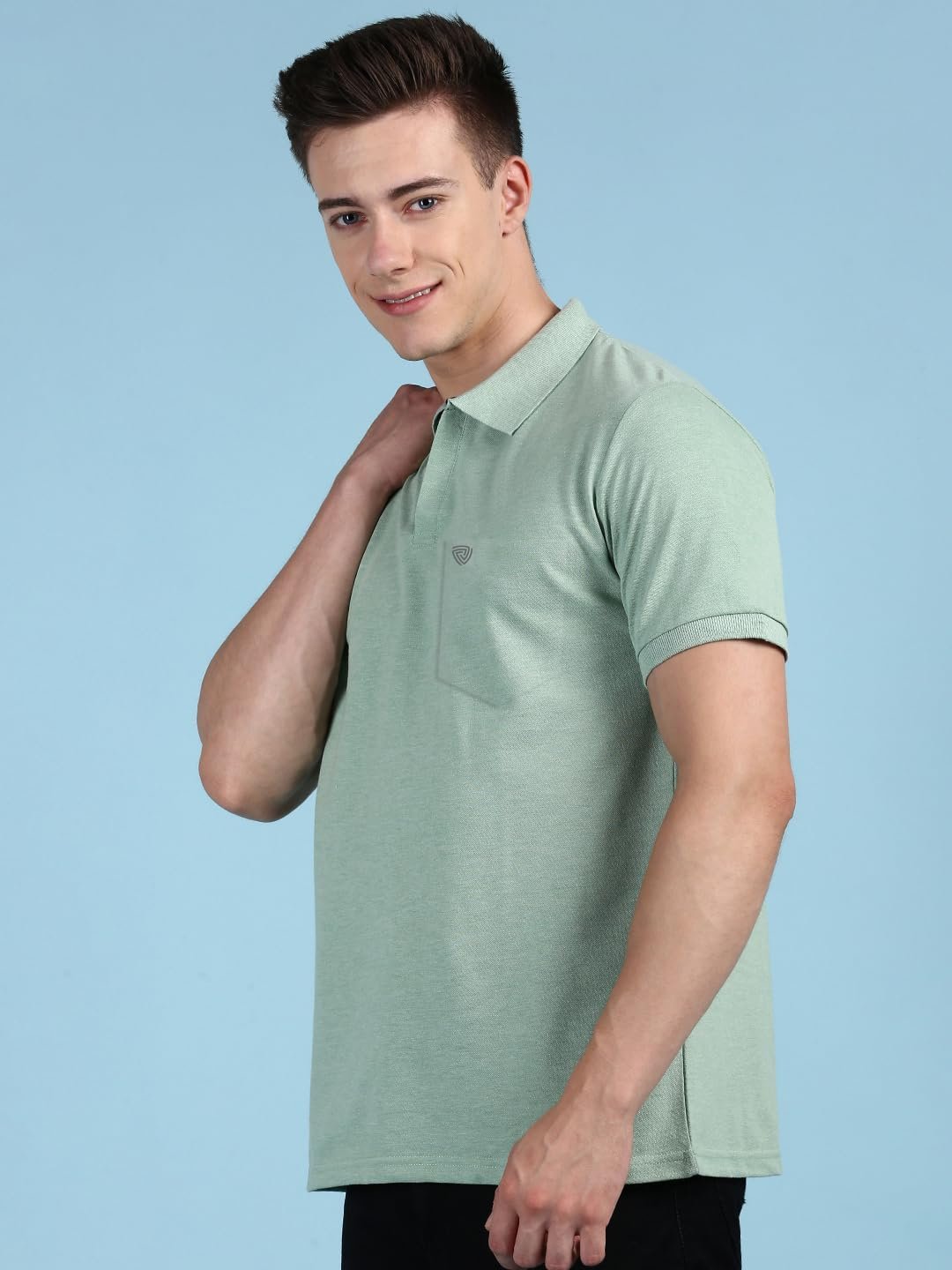 Lux Cozi Men's Half Sleeve Soild Casual T-Shirt with Chest Pocket_COZI_2122_MTGRN_2XL_1PC Mint Green - Image 6