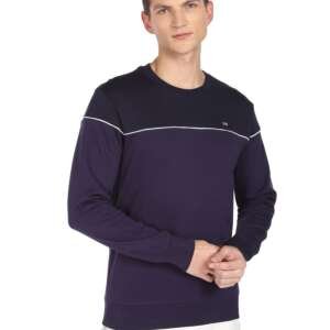 Arrow Men Navy Contrast Piping Crew Neck Cotton Sweatshirt