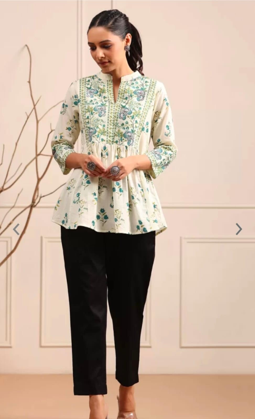 CLOTHI FAB Womens Cotton Printed Anarkali Regular Fit Short Top Kurti (A89, Green, XL, Regular Fit) - Image 4