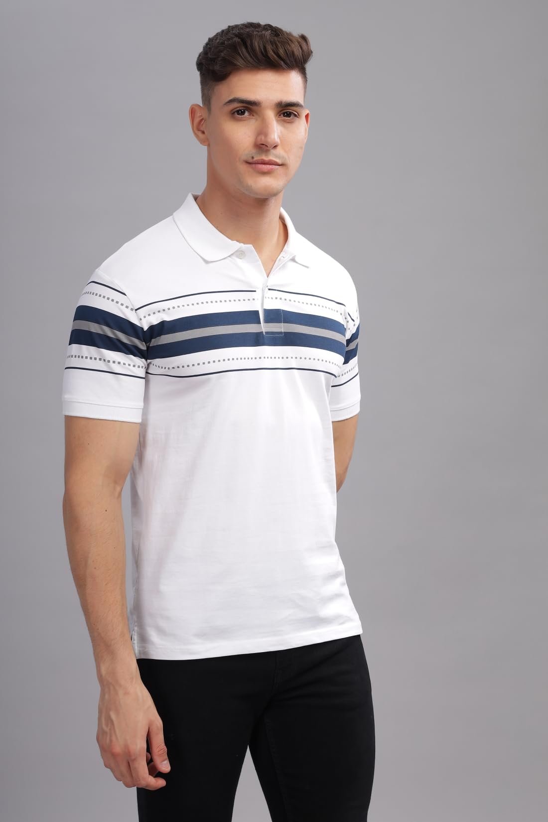 ADRO Regular Fit Polo T-Shirt for Men| Printed Polo T-Shirt | Cotton Polo T Shirt Also in Plus Size|PNOP24-L1-WHNBGR-XL White - Image 8