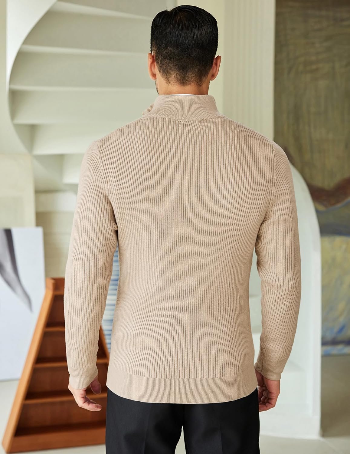 DENIMHOLIC Men High Neck Zipper Full Sleeve Cotton Knitted Winter Sweater (in, Alpha, M, Coco) - Image 7