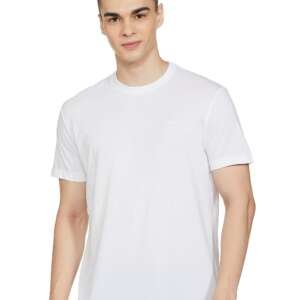 Max Men's Half Sleeves Regular Fit Crew Neck Solid Lounge T-Shirt (White_S)