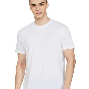 Max Men's Half Sleeves Regular Fit Crew Neck Solid Lounge T-Shirt (White_S)