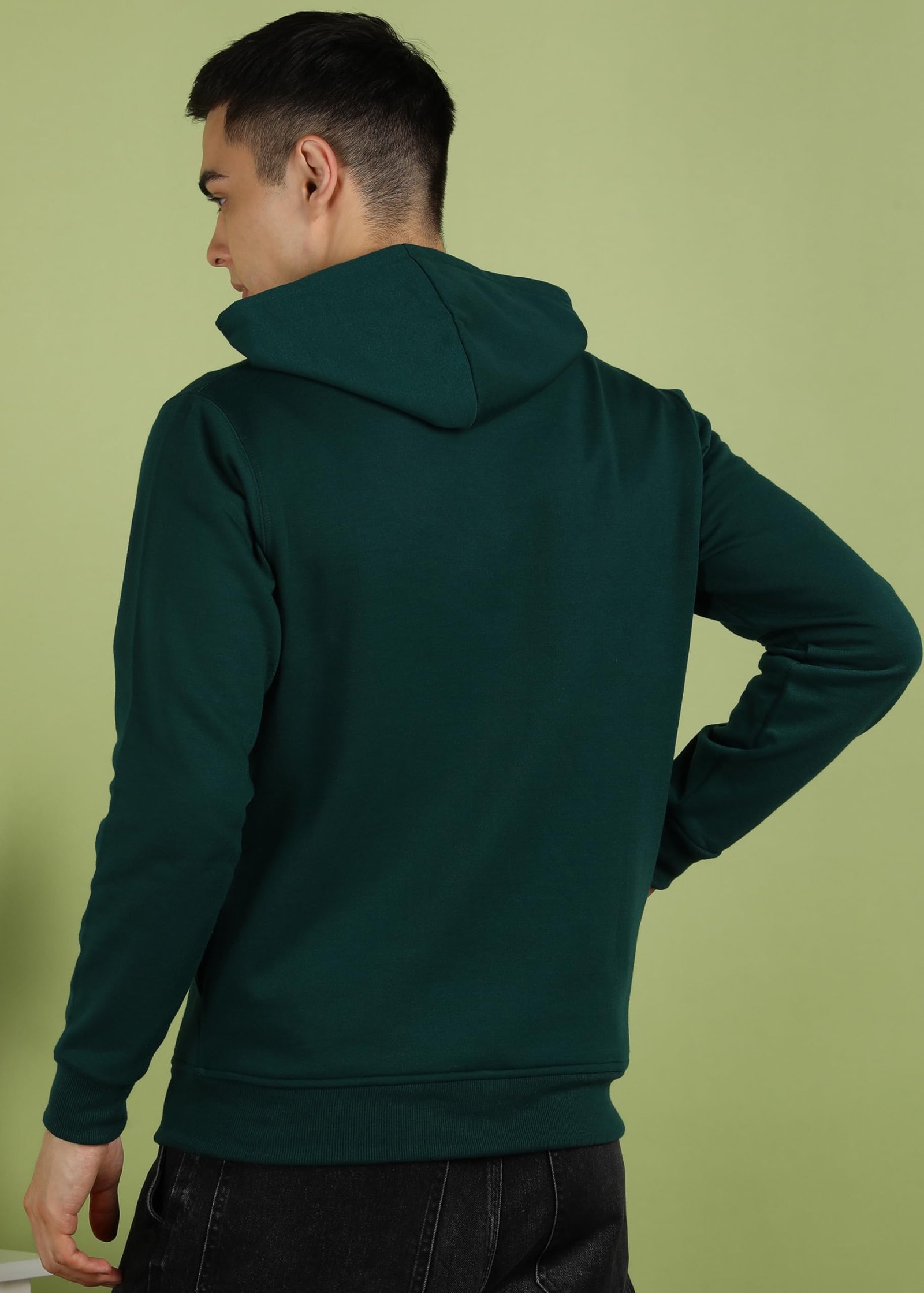Alan Jones Clothing Men’s Solid Zipper Hooded Sweatshirt | Ribbed Hem, Lined Hood, Side Pockets, Durable Zip | Multiple Colors (Green_L) - Image 6