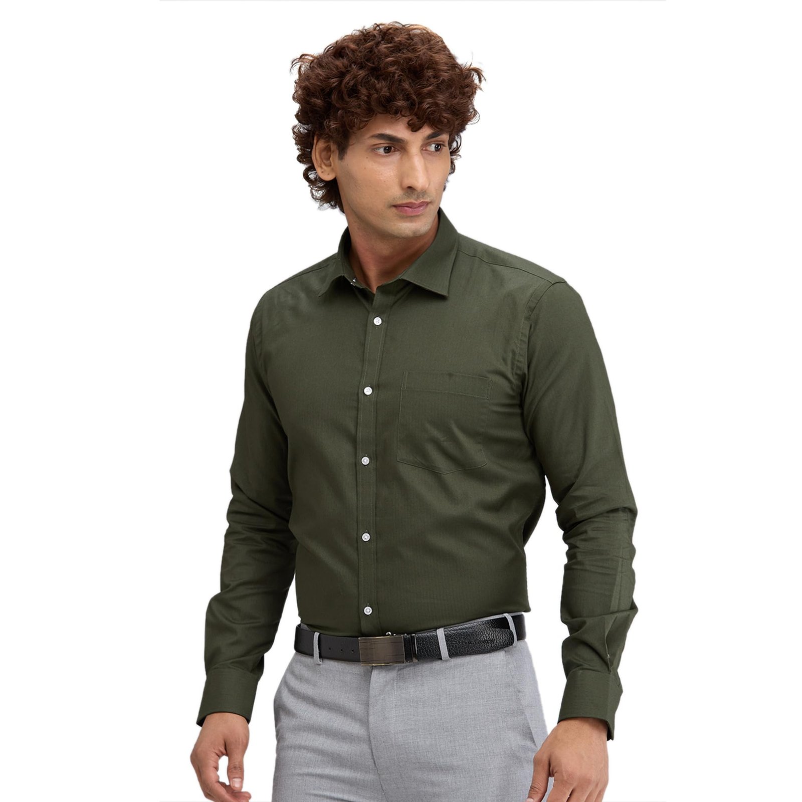 Park Avenue Men's Slim Fit Structure Pattern Pure Cotton Semi Cutaway Collar Full Sleeve Formal Shirt (Size: 40)-PMSX18327-P3 - Image 6