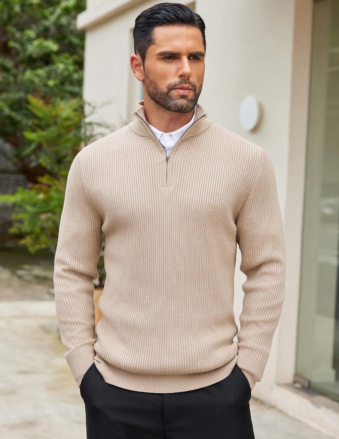 DENIMHOLIC Men High Neck Zipper Full Sleeve Cotton Knitted Winter Sweater (in, Alpha, M, Coco) - Image 8