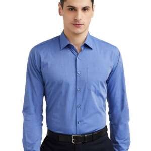 Van Heusen Cotton Men's Solid Slim Fit Formal Shirt (Vhsfrslbn06814_Medium Blue 42)