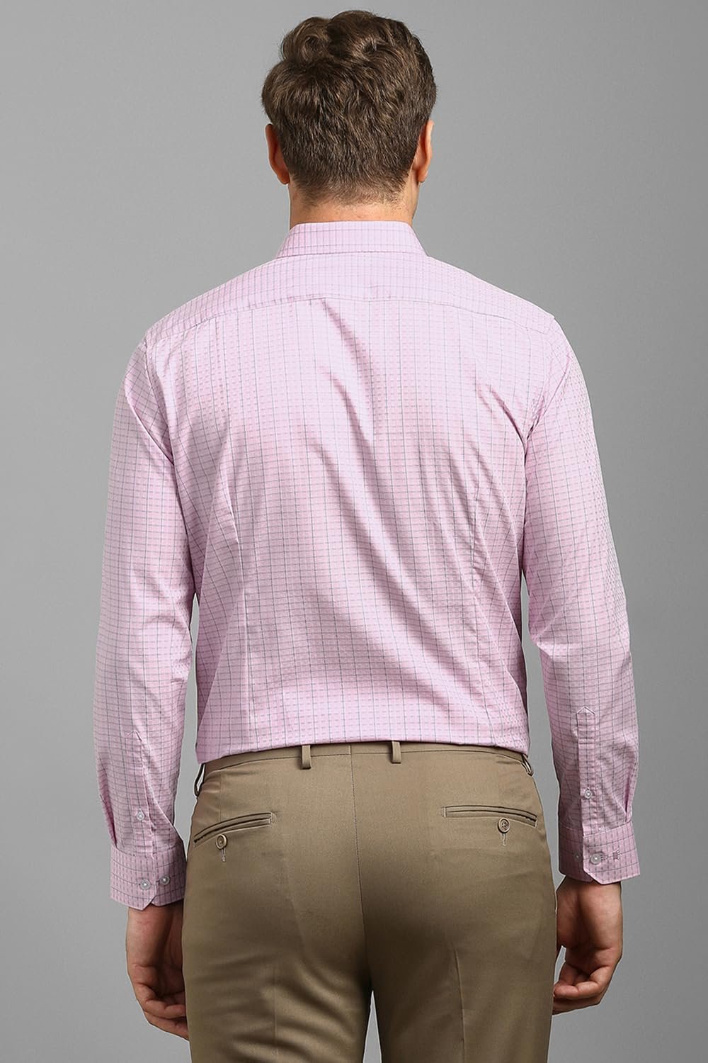 Louis Philippe Men Pink Check Full Sleeves Formal Shirt - Image 4