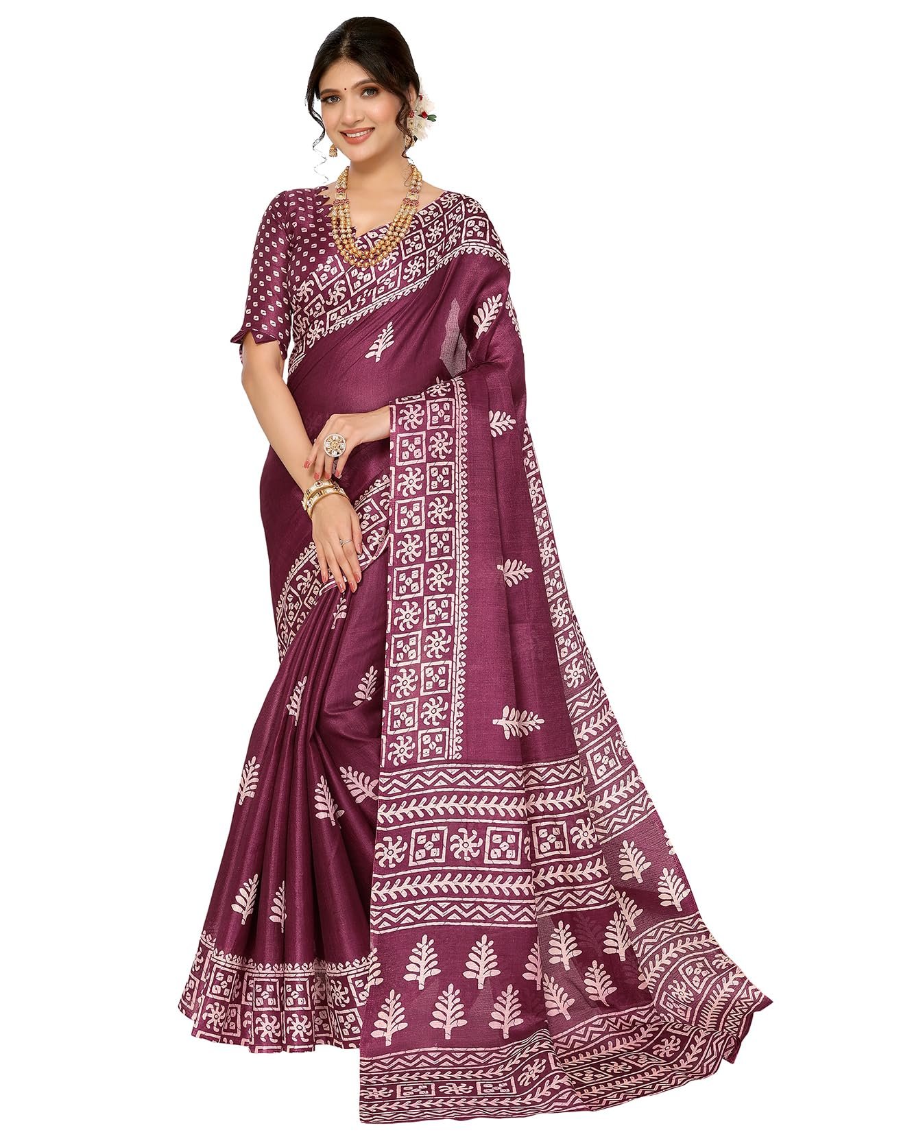 Yashika Women's Woven Printed Art Silk Saree with Unstitched Blouse Material (AZ-YS-P1-KAMAKSHI-RADHA-Parent_Purple 02)