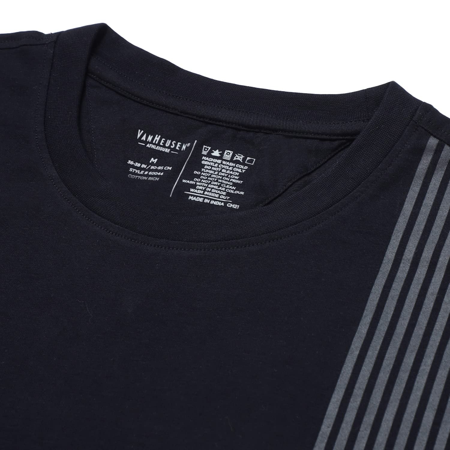 Van Heusen Cotton Men Athleisure Ultra Soft Regular Fit T-Shirt-Crew Neck, Short Sleeve_60044_Black_Large - Image 6