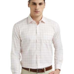 Van Heusen Cotton Men's Checkered Slim FiT-Shirt (Vhsfrslbe35629_Medium Blue 42)