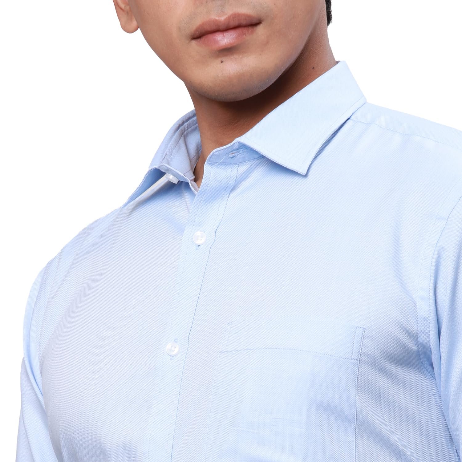 Park Avenue Men's Structure Slim Fit Shirt (PMSX17929-B2_Light Blue - Image 3